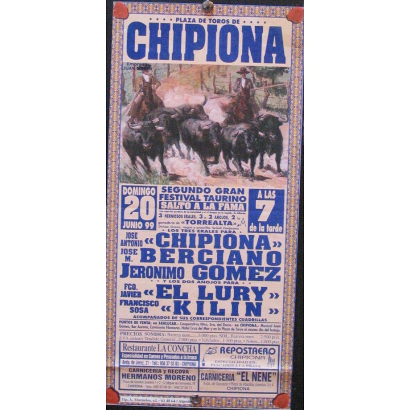 PLA DE TOROS DE CHIPONA.- 20 JUNIO 1999.- MED 15X30 CTM