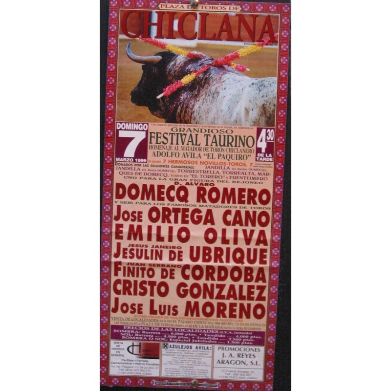 PLAZ DE TOROS DE CHICLANA.- 7 MARZO 1999.- MED 20X50 CTM