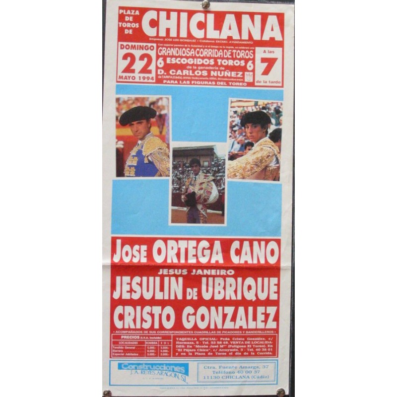 PLAZ DE TOROS DE CHICLANA-22 MAYO 1994.- MED 20X 44 CTM