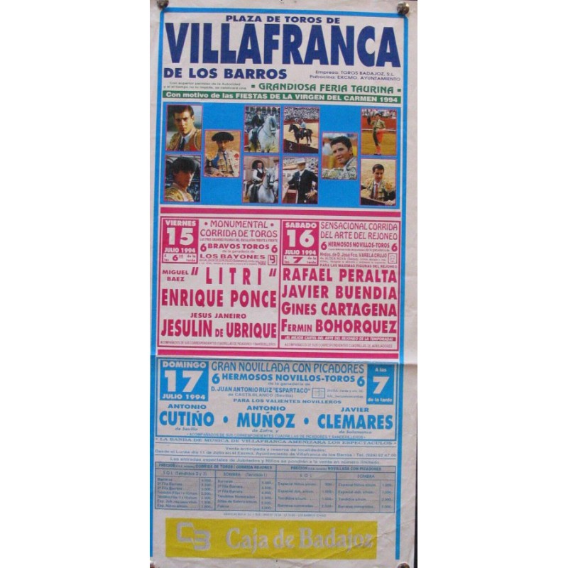 PLAZ DE TOROS DE VILLAFRANCA-15Y16 JULIO1994.- 20X34 CTM