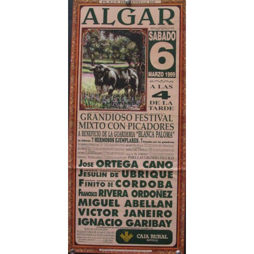 PLA DE TOROS DE ALGAR.- 6 MARZO 1999,- MED 20X 45CTM