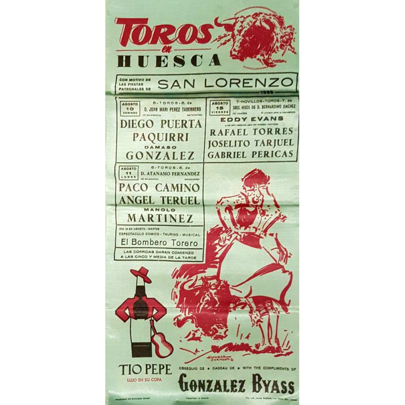 PLAZA DE TOROS HUESCA 10-11-12-Y15AGOSTO1969MED25X50CTMSEDA