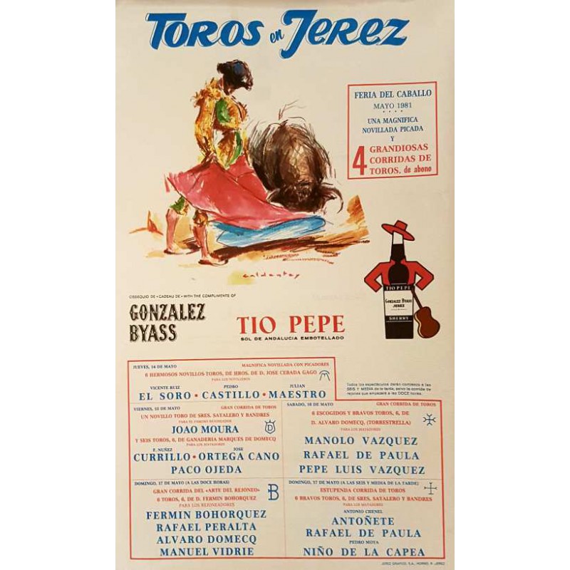 PLAZA DE TOROS DE JEREZ DEL 14AL17MAYO 1981-MED 30X50CTM SEDA
