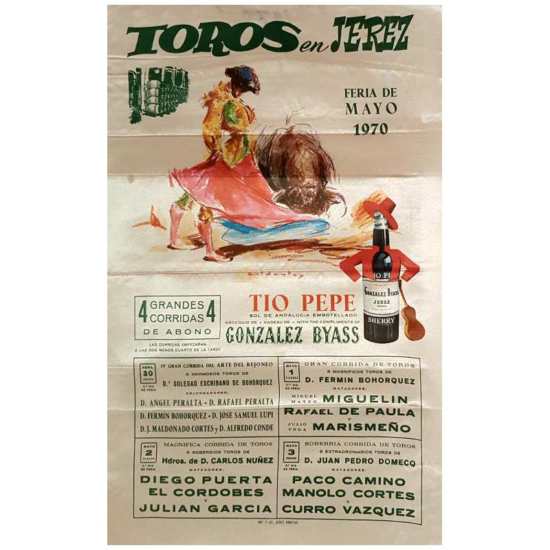 PLAZA DE TOROS DE JEREZ DE LA FTRA DEL30/4AL3/5 DEL 1970 MED 25X50CTM SEDA