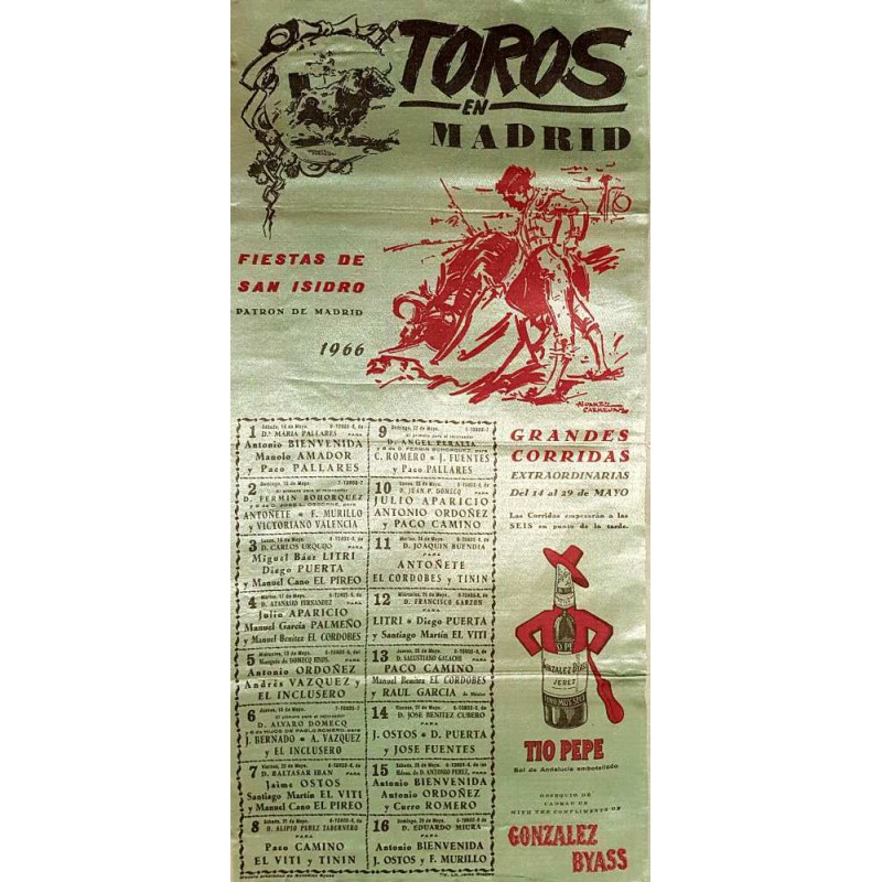 PLAZA DE TOROS DE MADRID DEL14AL29 MAYO1966 MED 2550