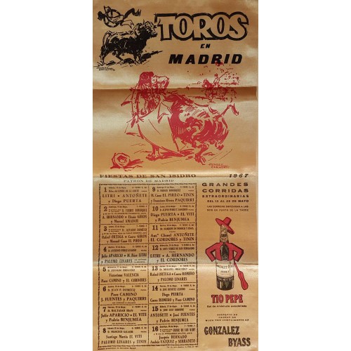 PLAZA DE TOROS DE MADRIDDEL 13AL28 MAYO 1967.- MED 25X52CTM SEDA