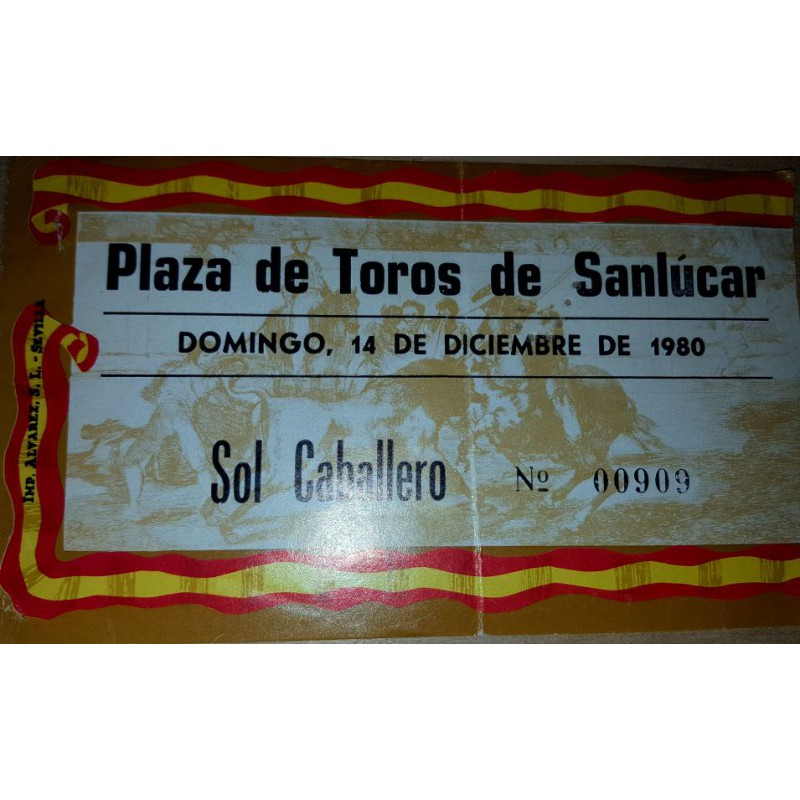 ENTRADA DE TOROS SANLUCAR DE BARRAMEDA 14 DICIEMBRE 1980
