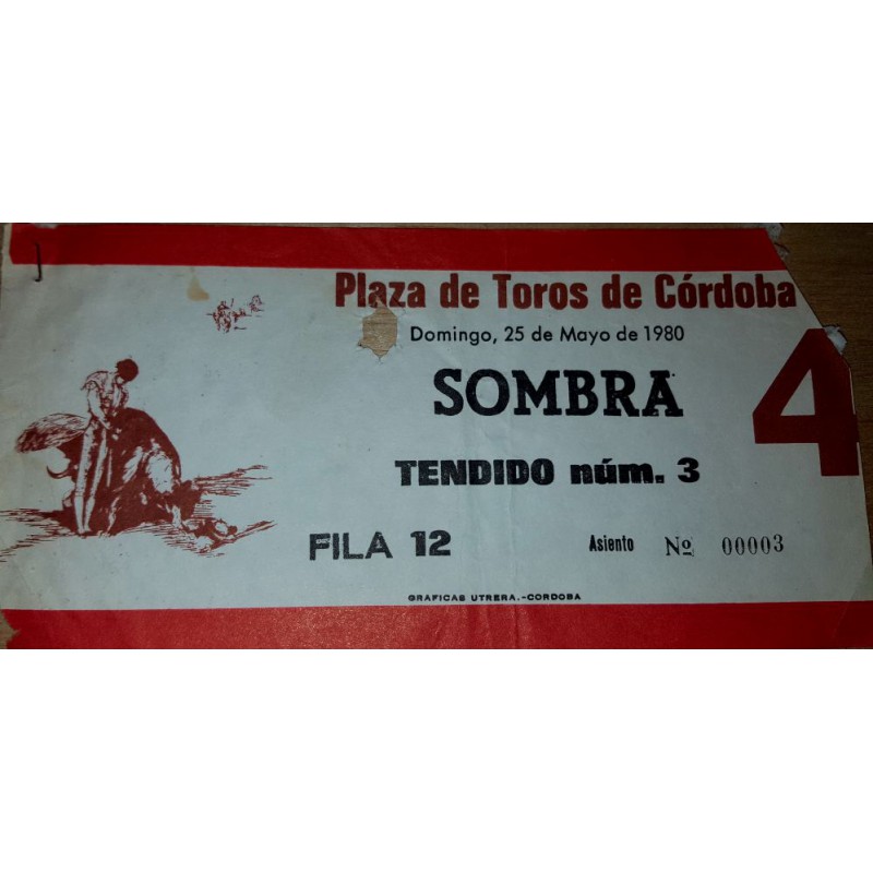 ENTRADA DE TOROS CORDOBA 25 MAYO 1980